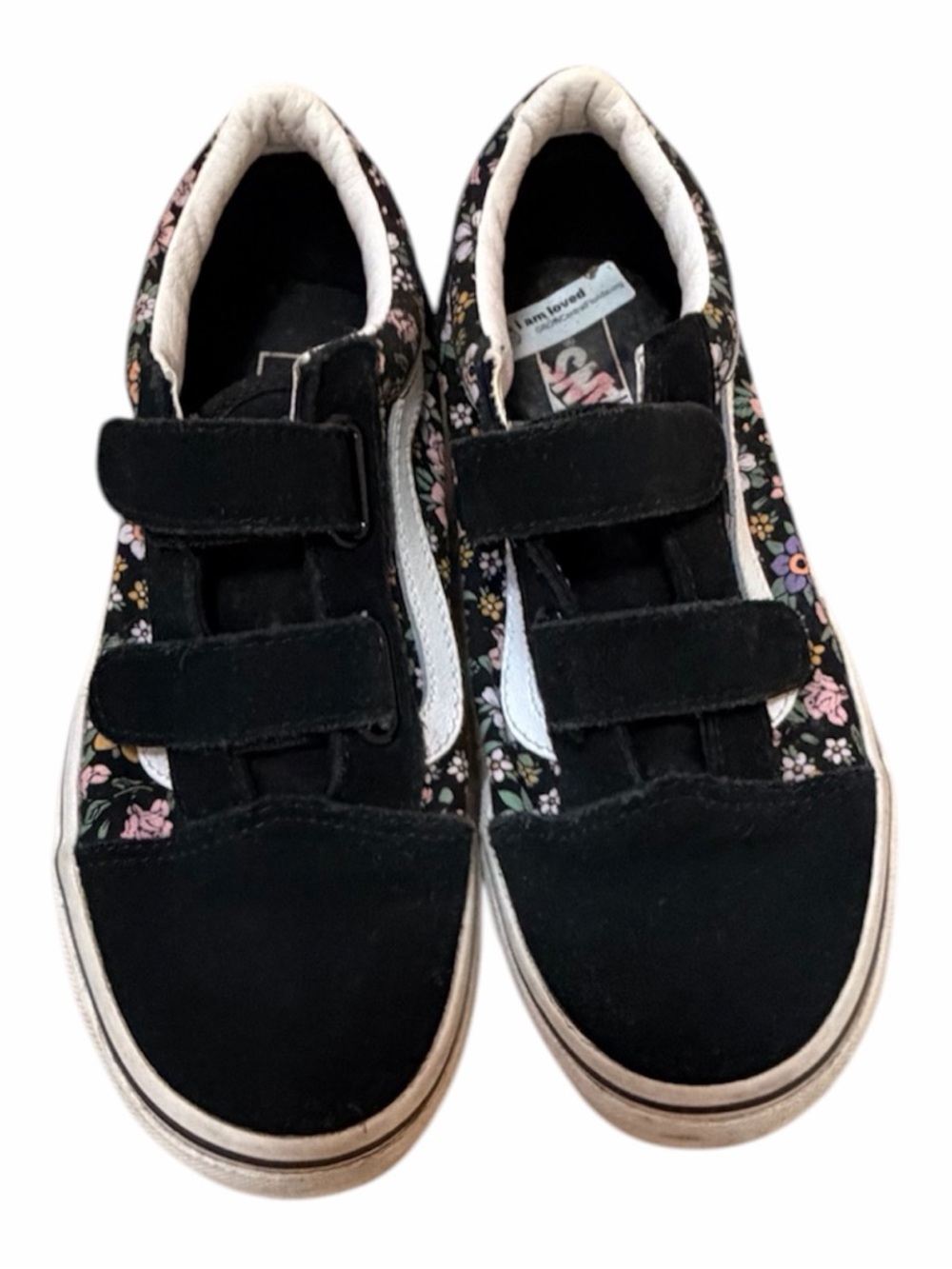 Vans Kids Black Floral Velcro Old Skool Sneakers